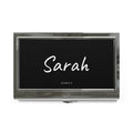Personalized Black Script Business Card Holder