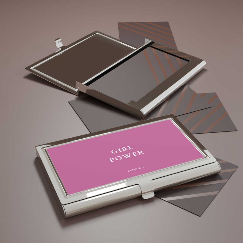 Pink “Girl Power” Business Card Holder