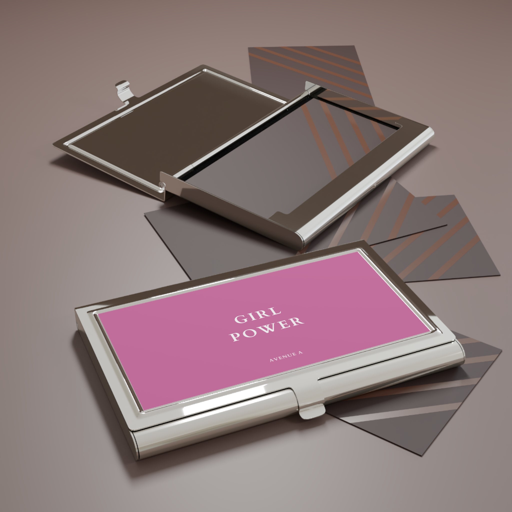Pink “Girl Power” Business Card Holder