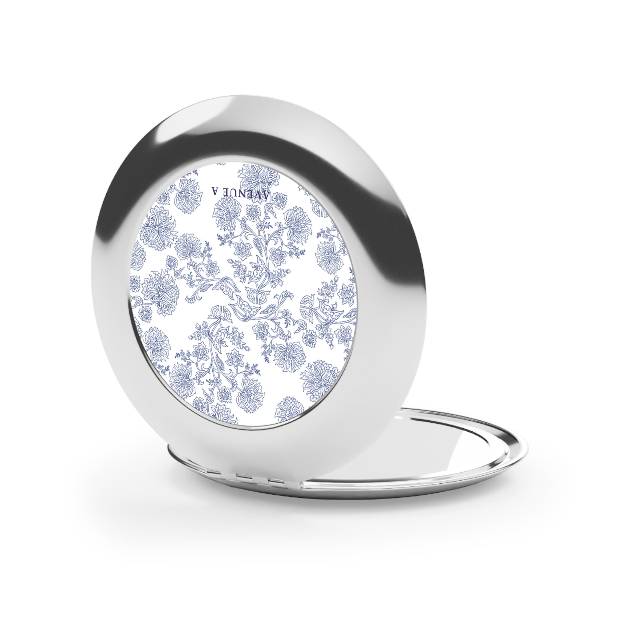 Blooming Blue Compact Travel Mirror
