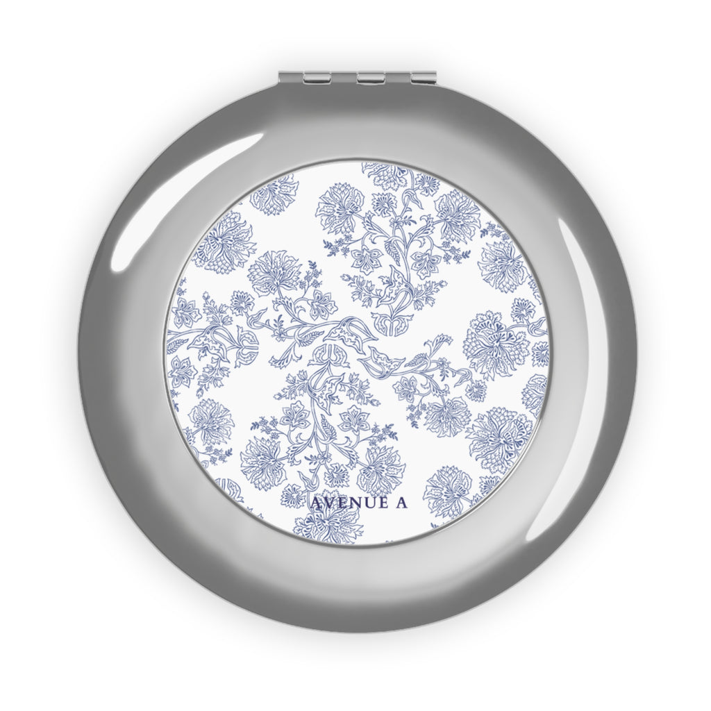 Blooming Blue Compact Travel Mirror